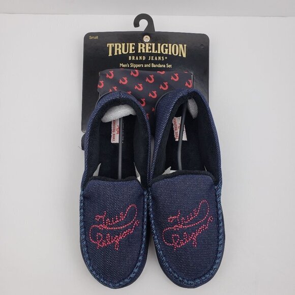 True Religion Mens Sz S 7-8 Bandana & Slipper Set - Picture 1 of 11